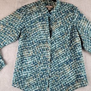 Coldwater Creek Blue and Green Patterned Shirt